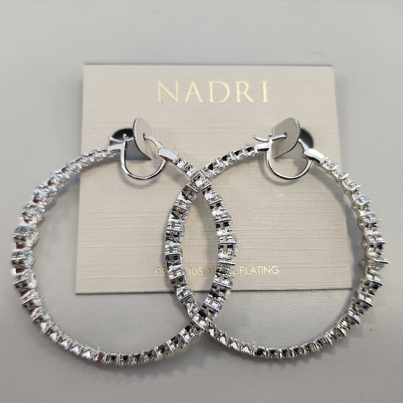 Nadri Jewelry - NWT Nadri Silver Leah Statement Hoop Earrings
